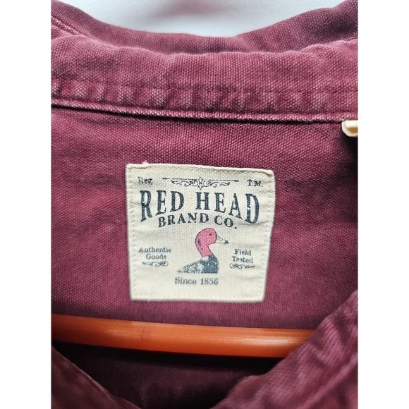 Red Head Men's Red Short Sleev Denim Shirt Casual Button-Up Western Style Sz 3xl - Picture 6 of 13